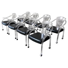 Set of Eight Sculptural Lucite Dining Chairs