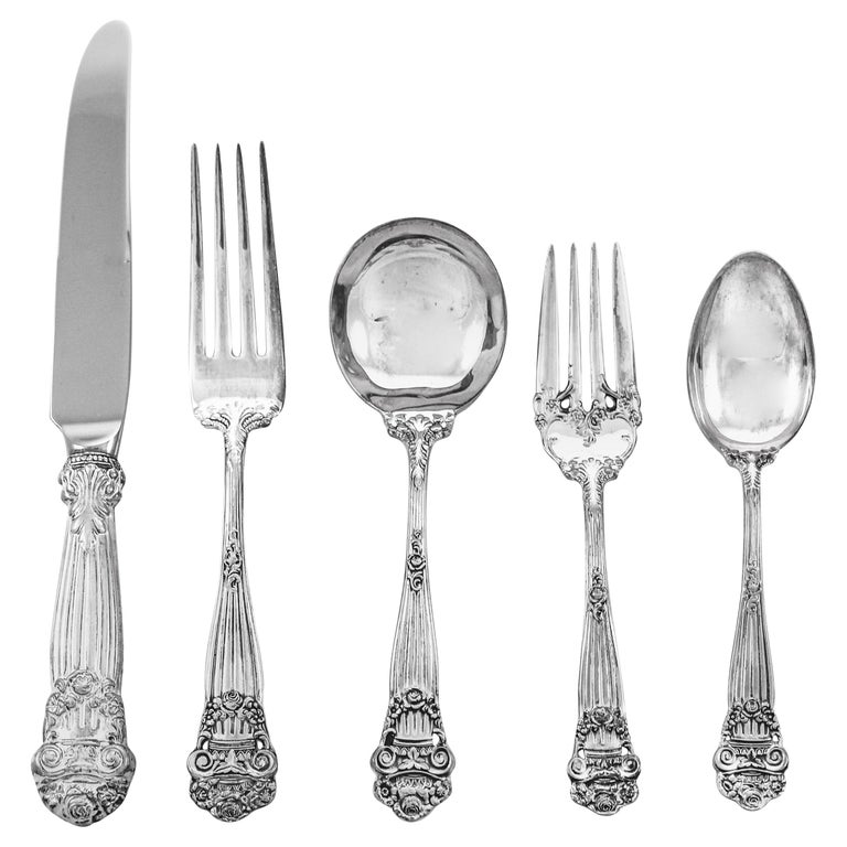 Georgian Sterling Flatware / Service for 12 '60 Pieces' For Sale