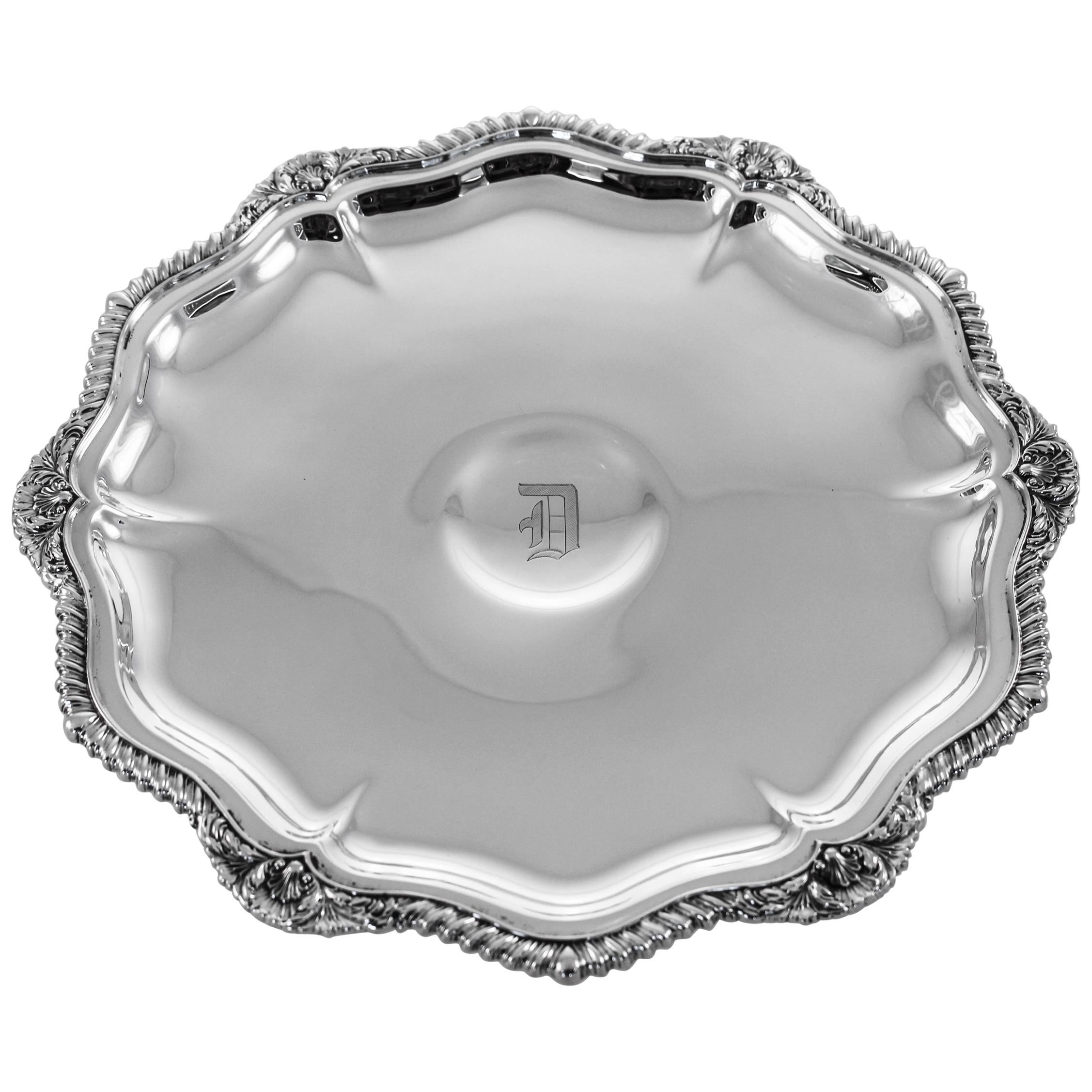 Tiffany American Midcentury Modern Sterling Silver Cake Plate For Sale