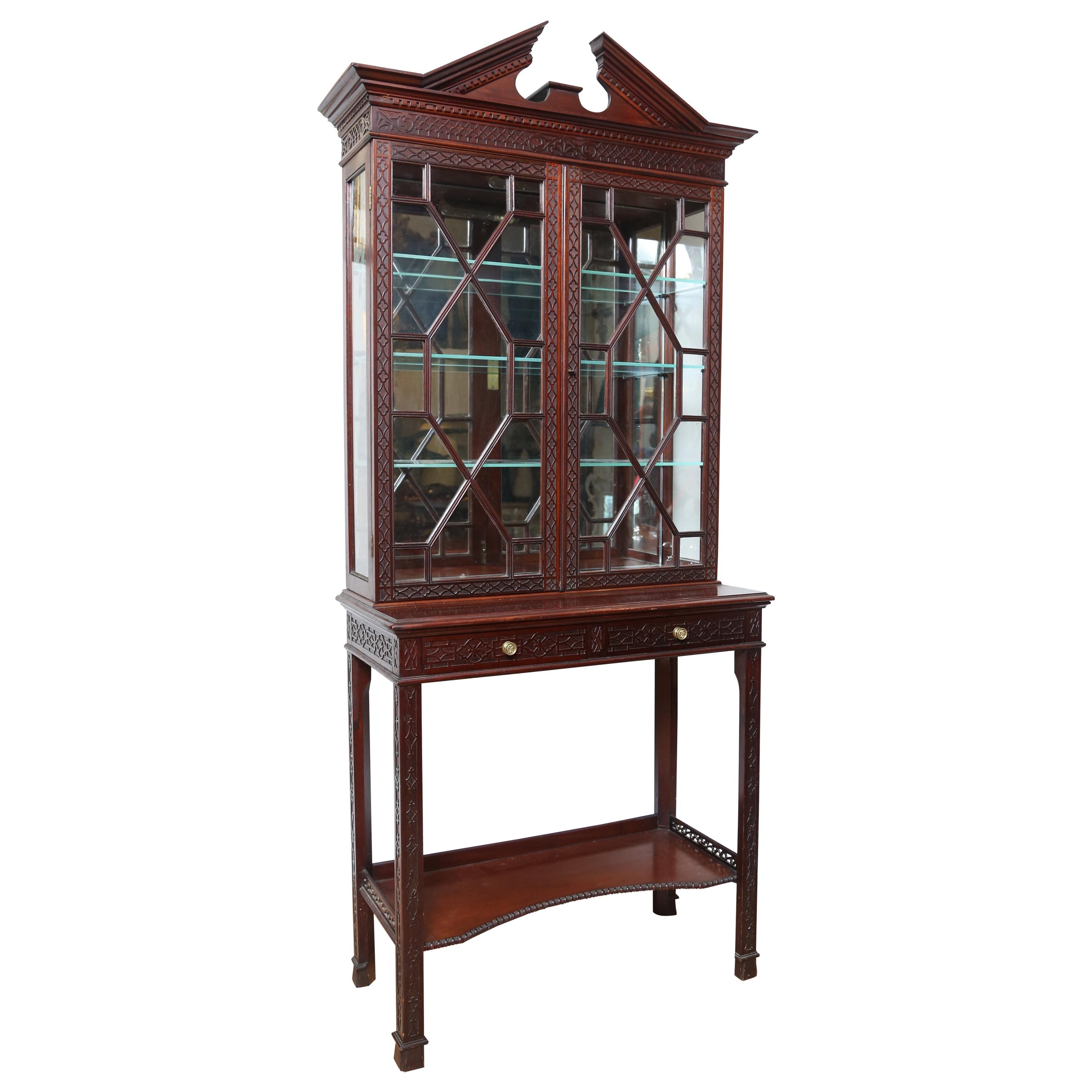 Antique English Chippendale Style Display Cabinet