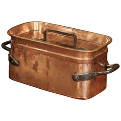 19th Century French Polished Copper and Iron Decorative Cooking Dish with Lid