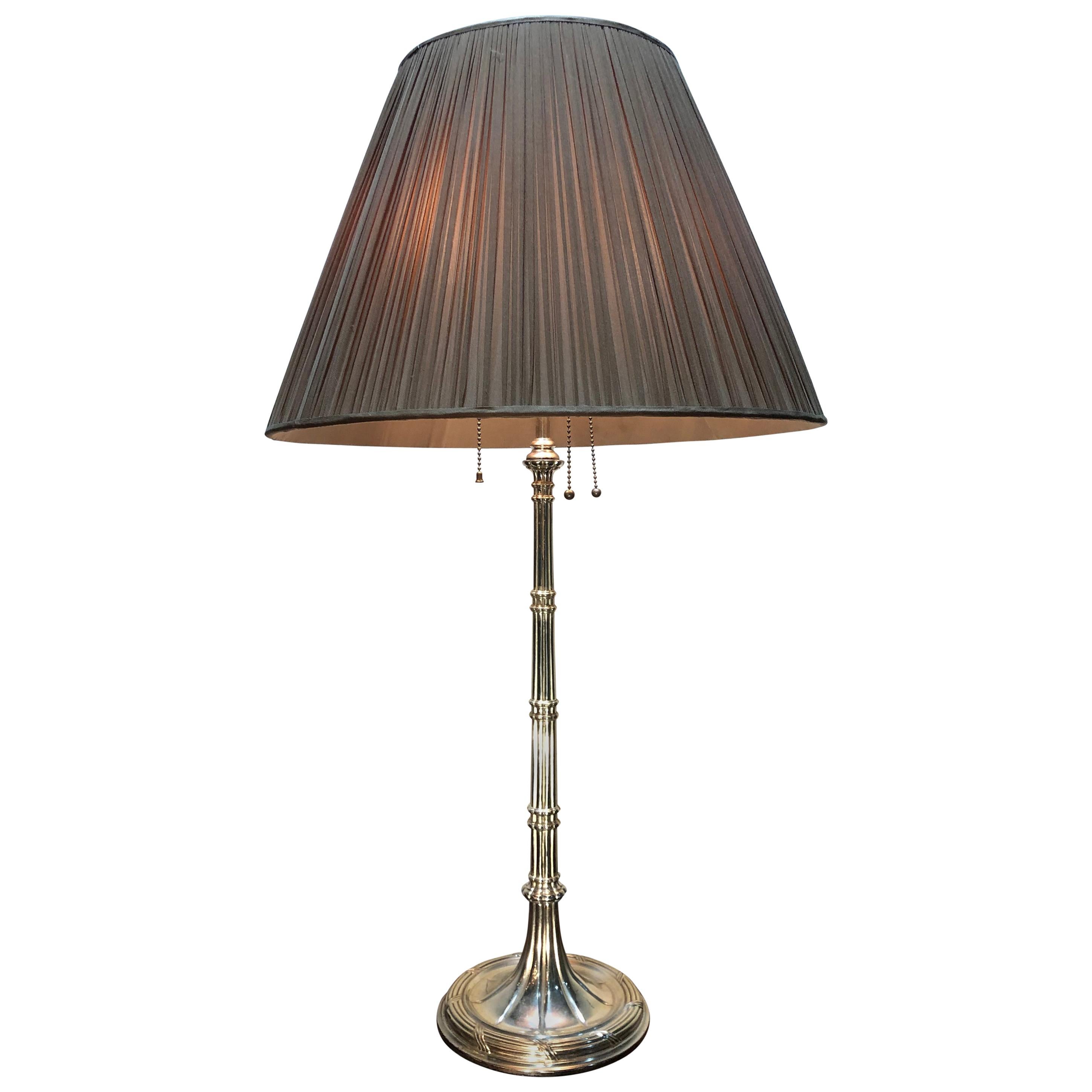Early 20th Century Silver Plate over Bronze Table Lamp