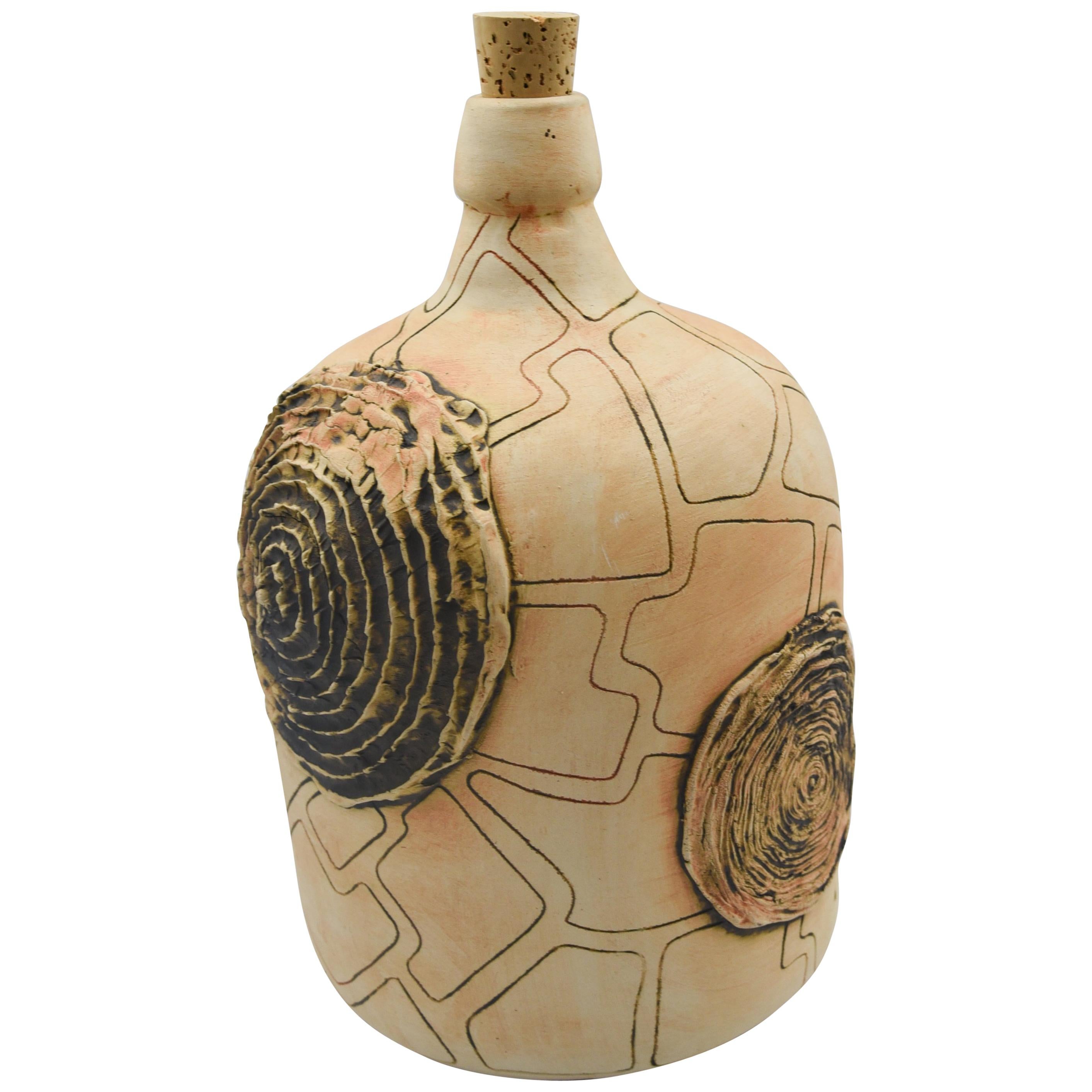 Mexican Demijohn Rustic Clay Mezcal Vessel Bottle Pottery Oaxaca Folk Art For Sale