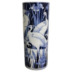 Blue and White Bird Umbrella Stand