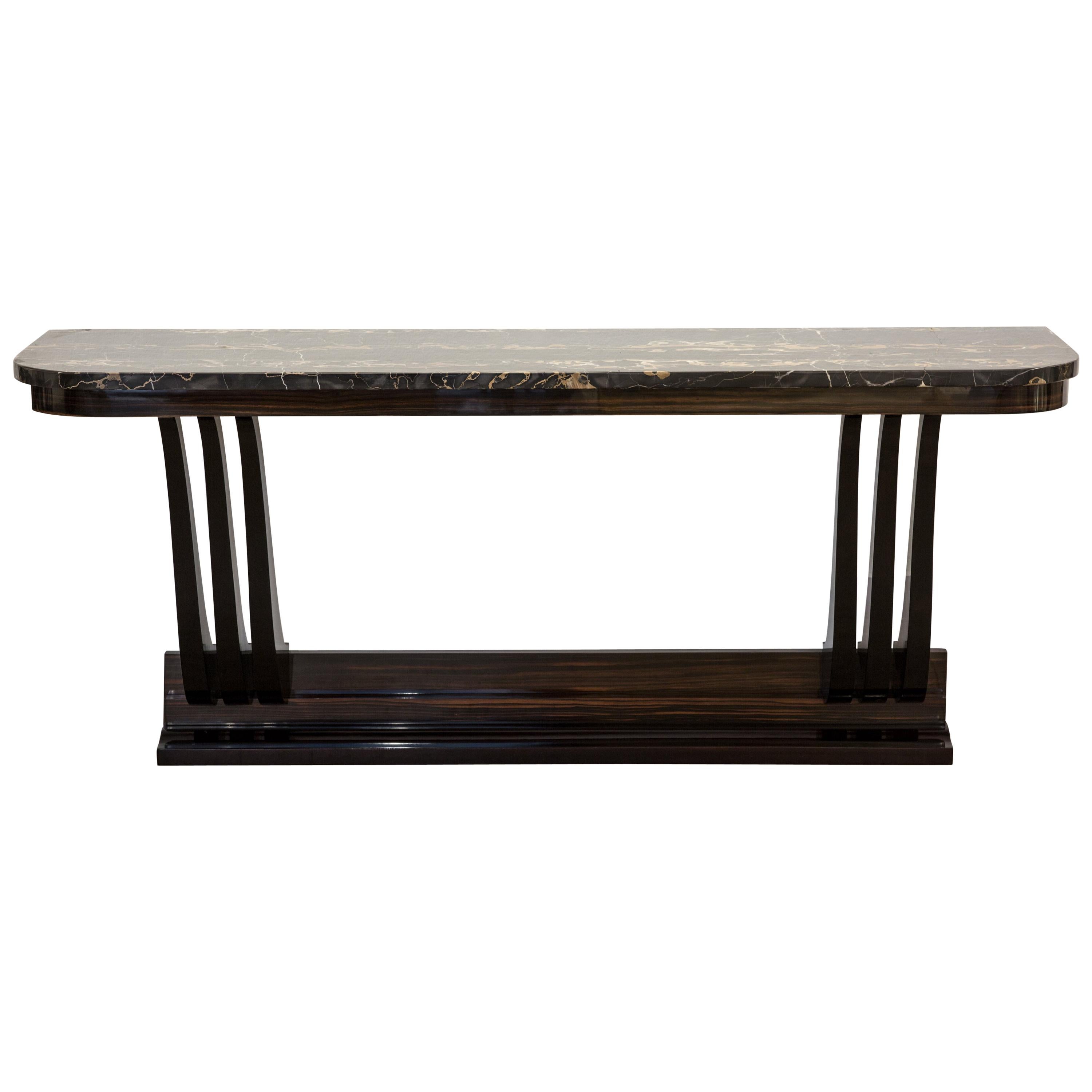 Antique French Art Deco Console Table with Original Marble Top from 1930 For Sale