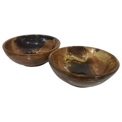 Mid Century 20th Spanish Glazed Terra Cotta Bowls, a Pair, from Valencia, Spain