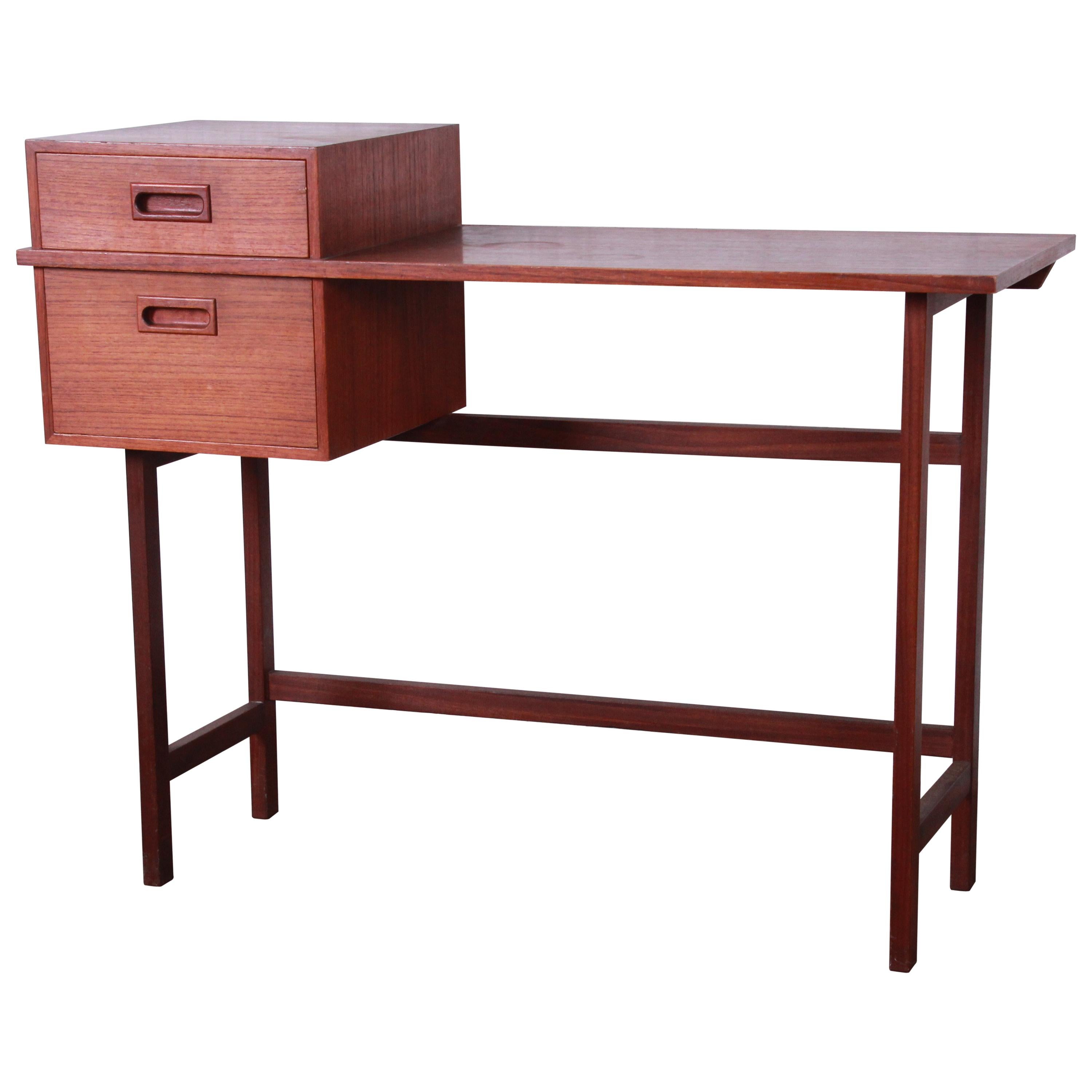 Swedish Modern Petite Teak Vanity Desk or Console Hall Table by AB Glas & Trä