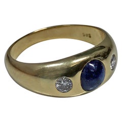 1940s Sapphire and Diamond Cabochon Ring