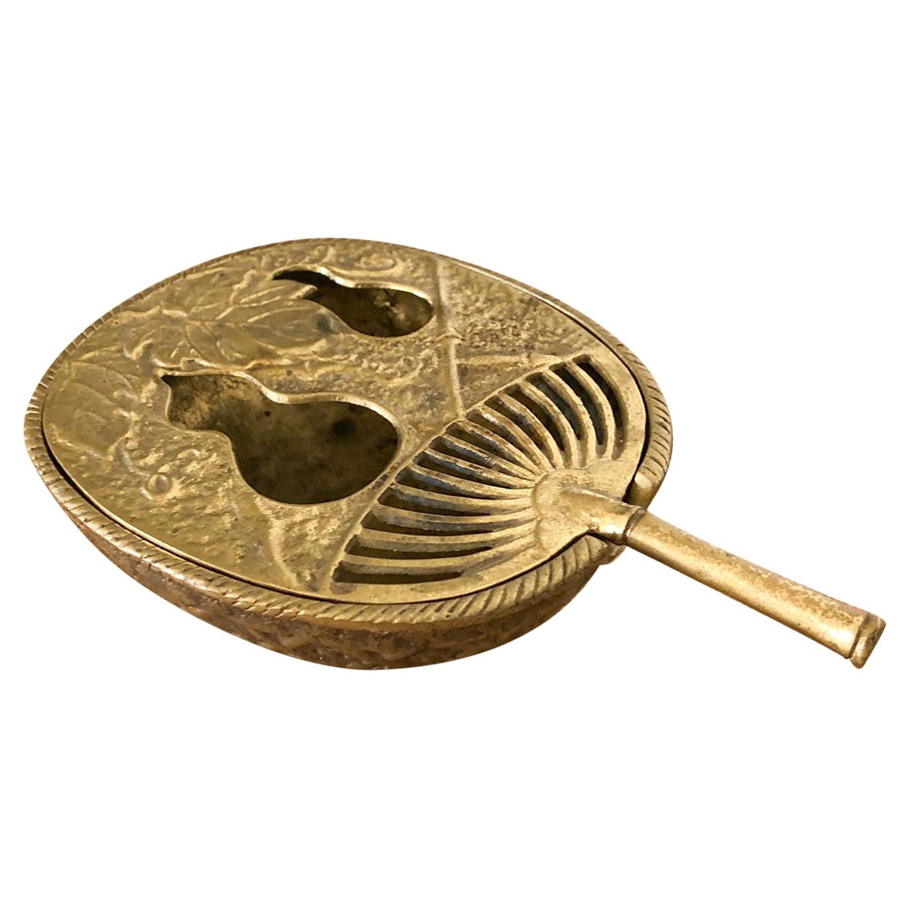 Japanese Fan Brass Incense Burner