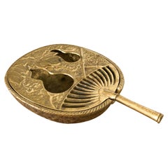 Vintage Japanese Fan Brass Incense Burner