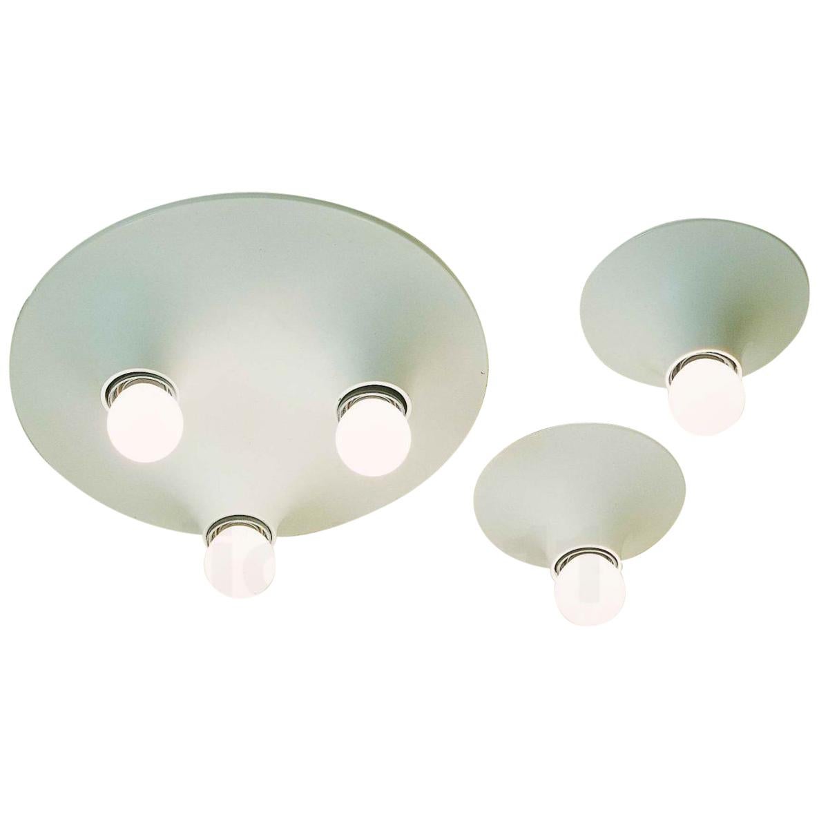 Artemide Magistretti Flush Fixture Triteti & Teti Set White Space Age 1960s Mod