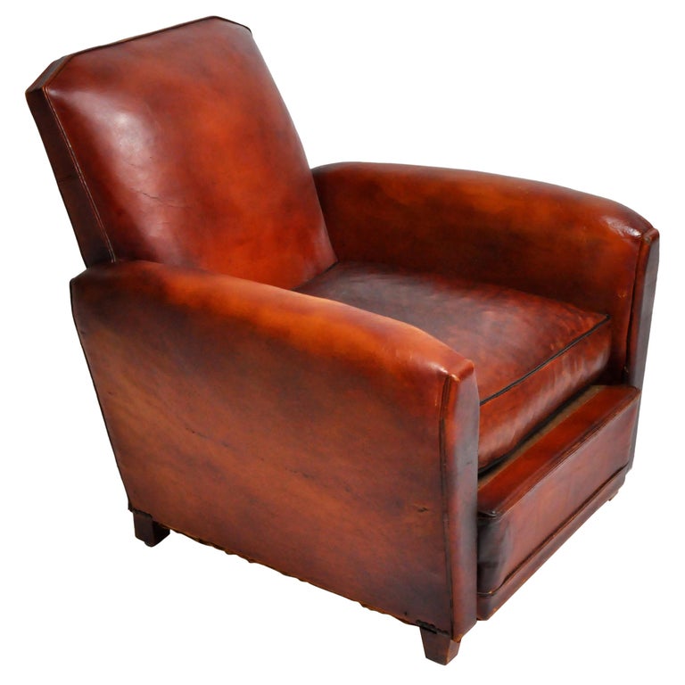 French Leather Armchair For Sale at 1stdibs