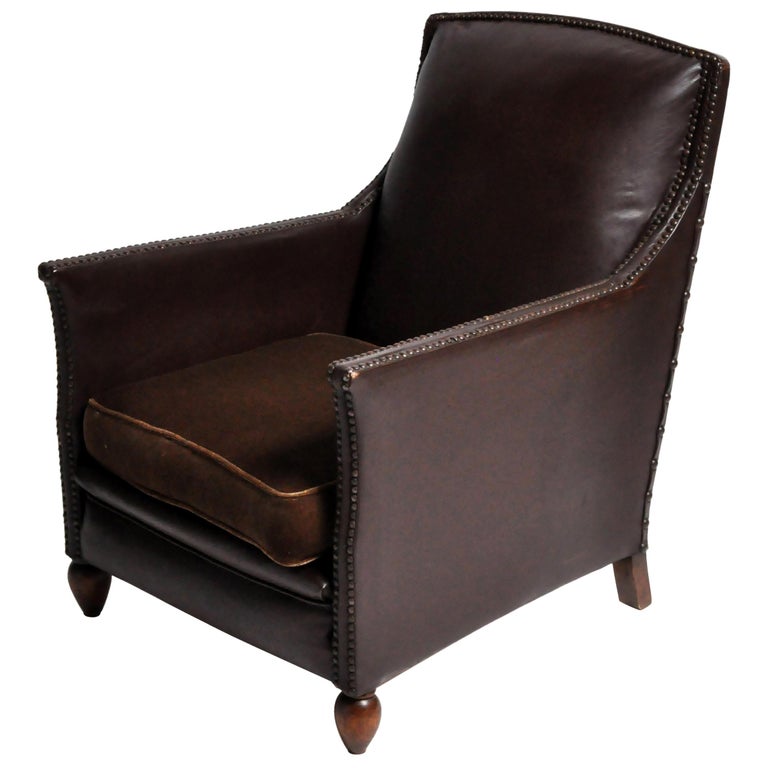 French Leather Armchair For Sale At 1stdibs