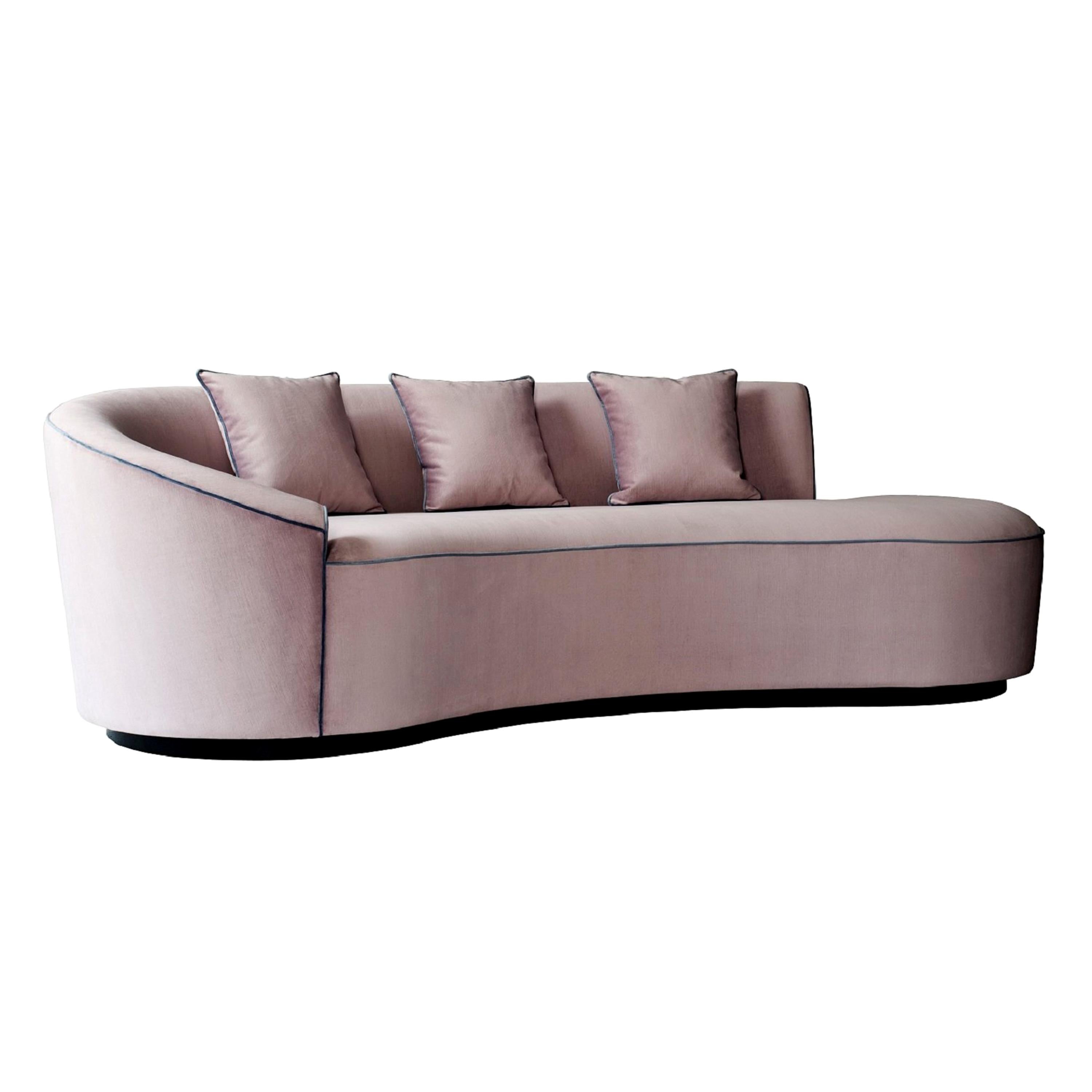 Astra Sofa by DeMuro Das with Curved Back and Plinth Base For Sale