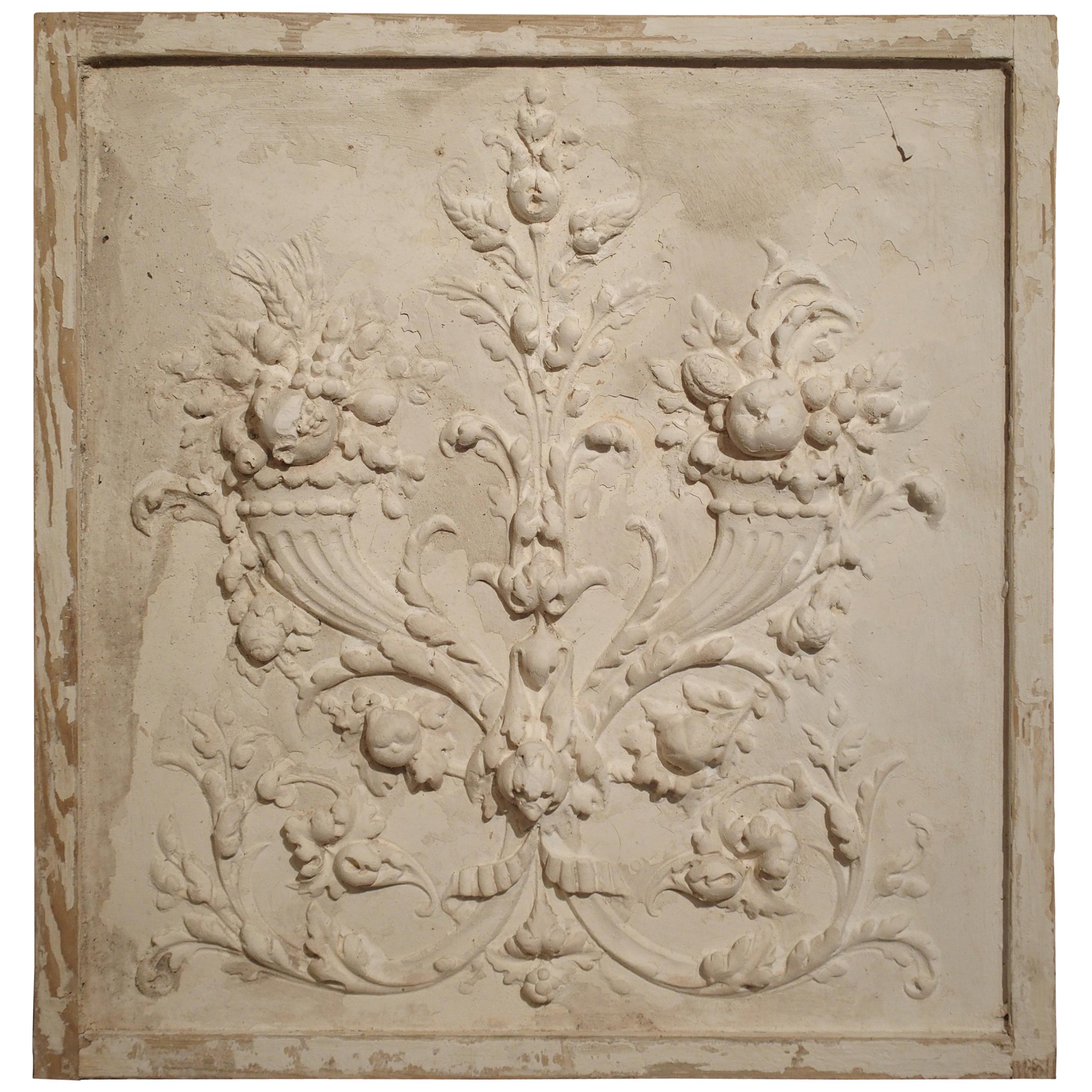 Plaster Bas Relief Cornucopia Panel from France