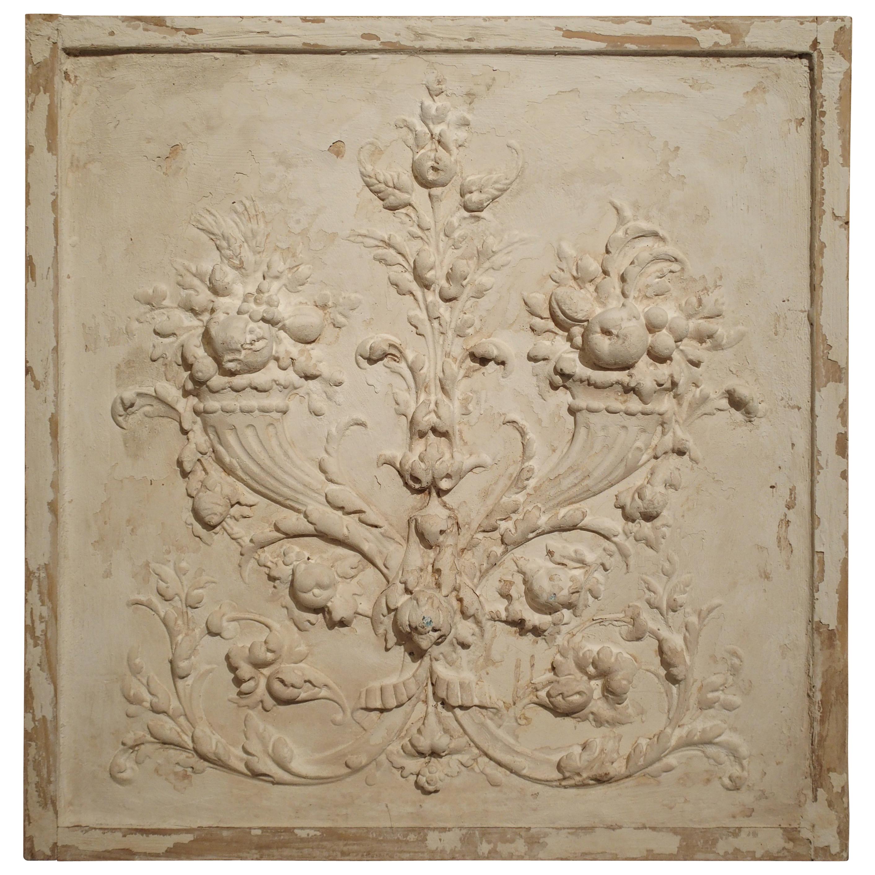 Plaster Bas Relief Cornucopia Panel from France