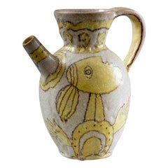 Vintage Italian Glazed Stoneware Pitcher by Guido Gambone