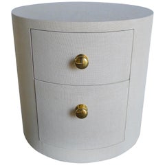 Paul Marra Linen-Wrapped Round Nightstand