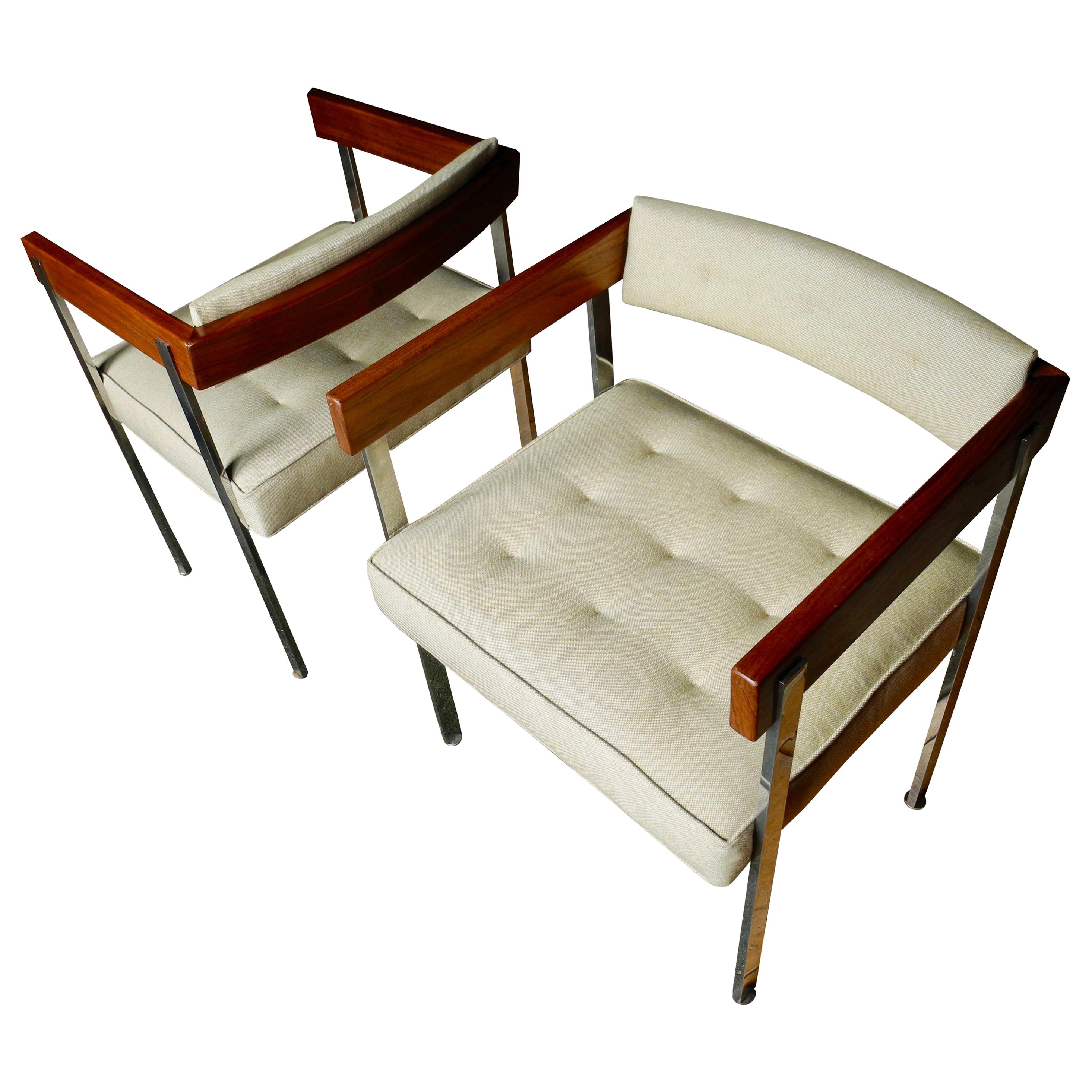 Mid-Century Modern Pull-Up/Side Upholstered Chairs by Harvey Probber For Sale