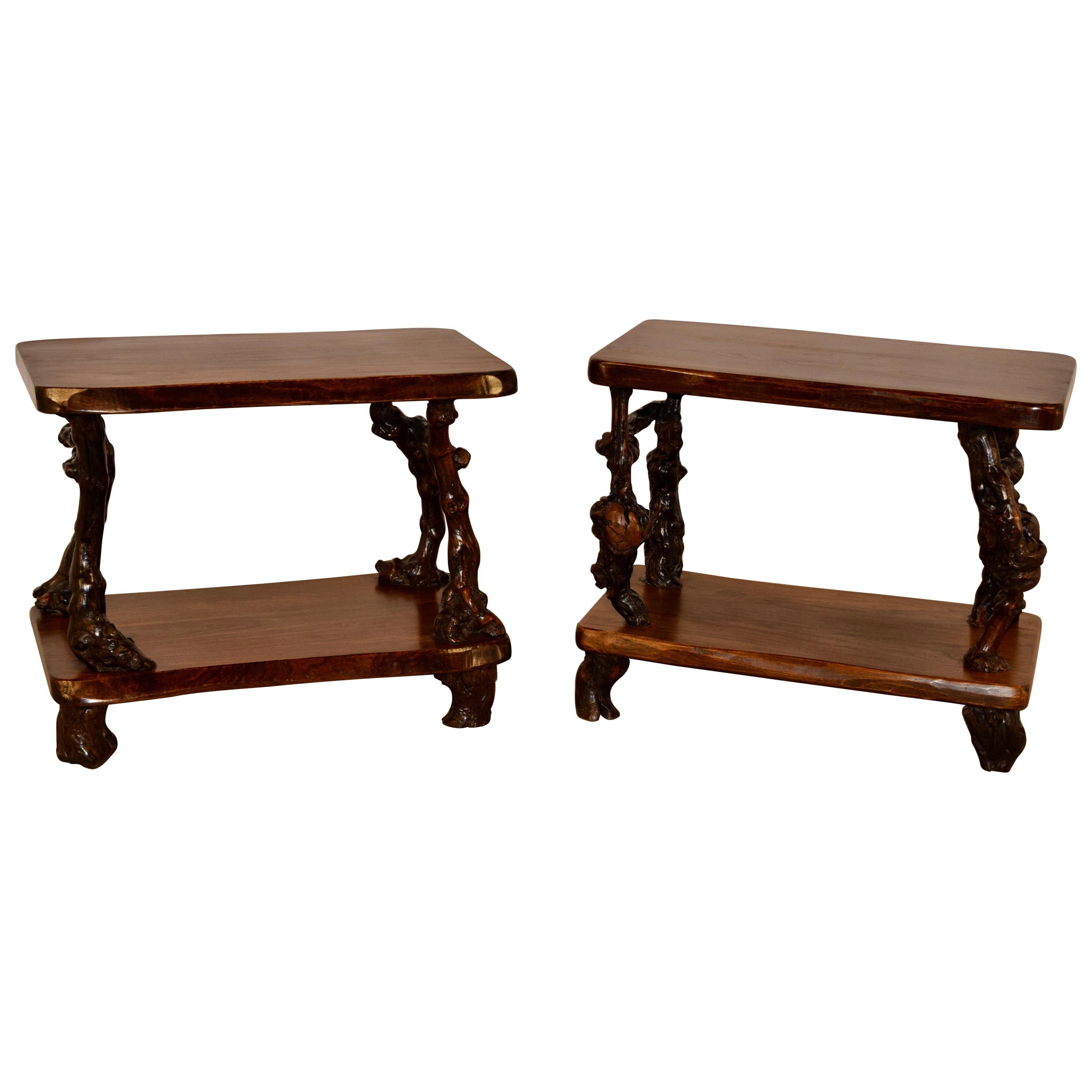 Pair of French Grapevine and Walnut Tables