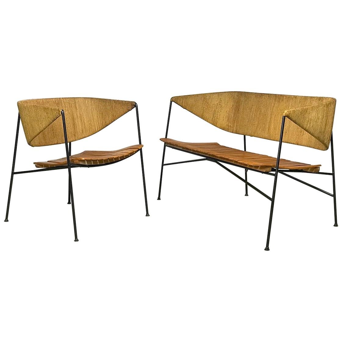 Lounge Chair and Settee Loveseat by Arthur Umanoff for Shaver Howard & Raymor