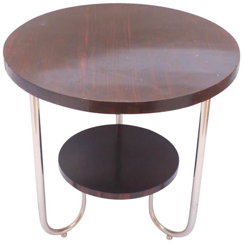 Bauhaus Round Palisander Side Coffee Table in the Style of Josef Hoffmann, 1930s For Sale