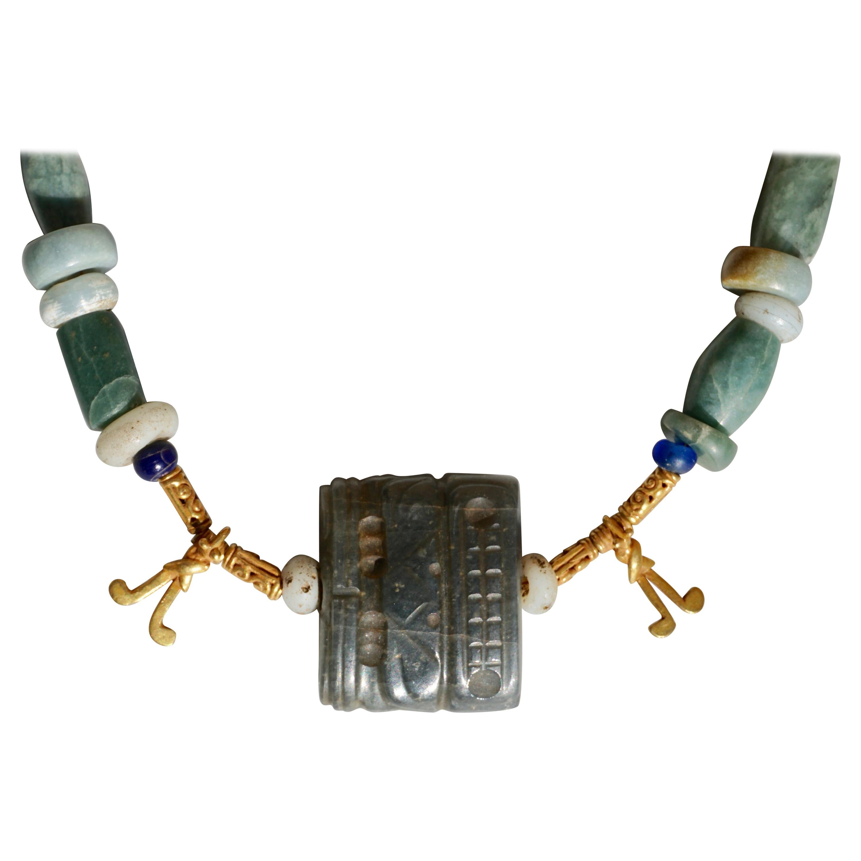 Pre Columbian Gold and Jade Necklace 
