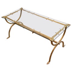 Curule Form Spanish Style Gilt Iron Cocktail or Coffee Table