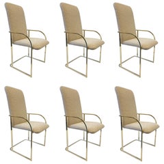 Set of Six Brass High Back Dining Chairs by DIA