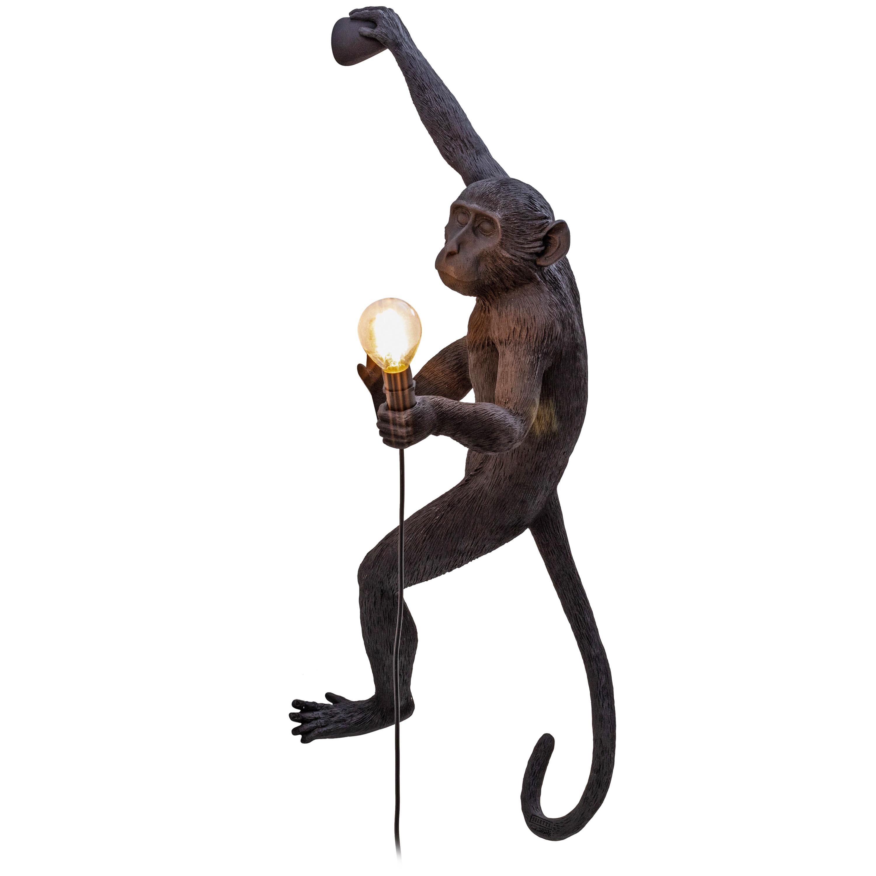 SELETTI BLACK MONKEY LAMP RIGHT HANGING BRAND NEW WITH ORIGINAL PACKAGING 