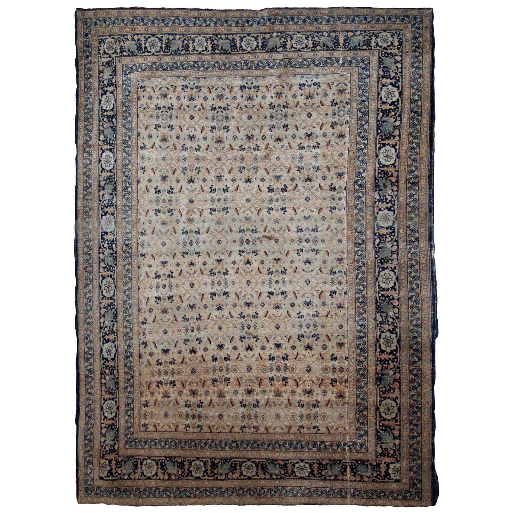 Handmade Antique Tabriz Hajalili Style Rug, 1880s, 1B693 For Sale