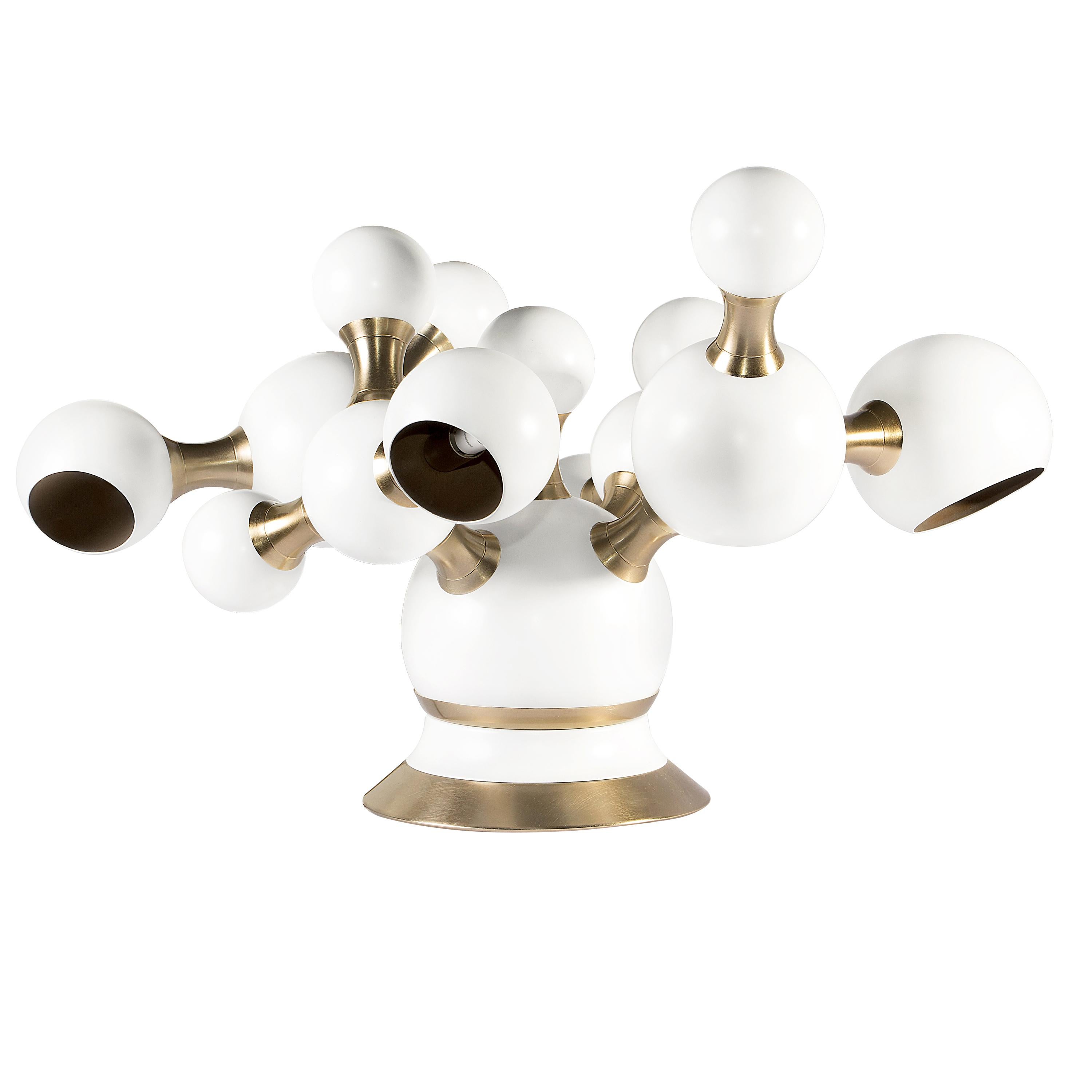 Atomic Table Light in Brass and Steel For Sale