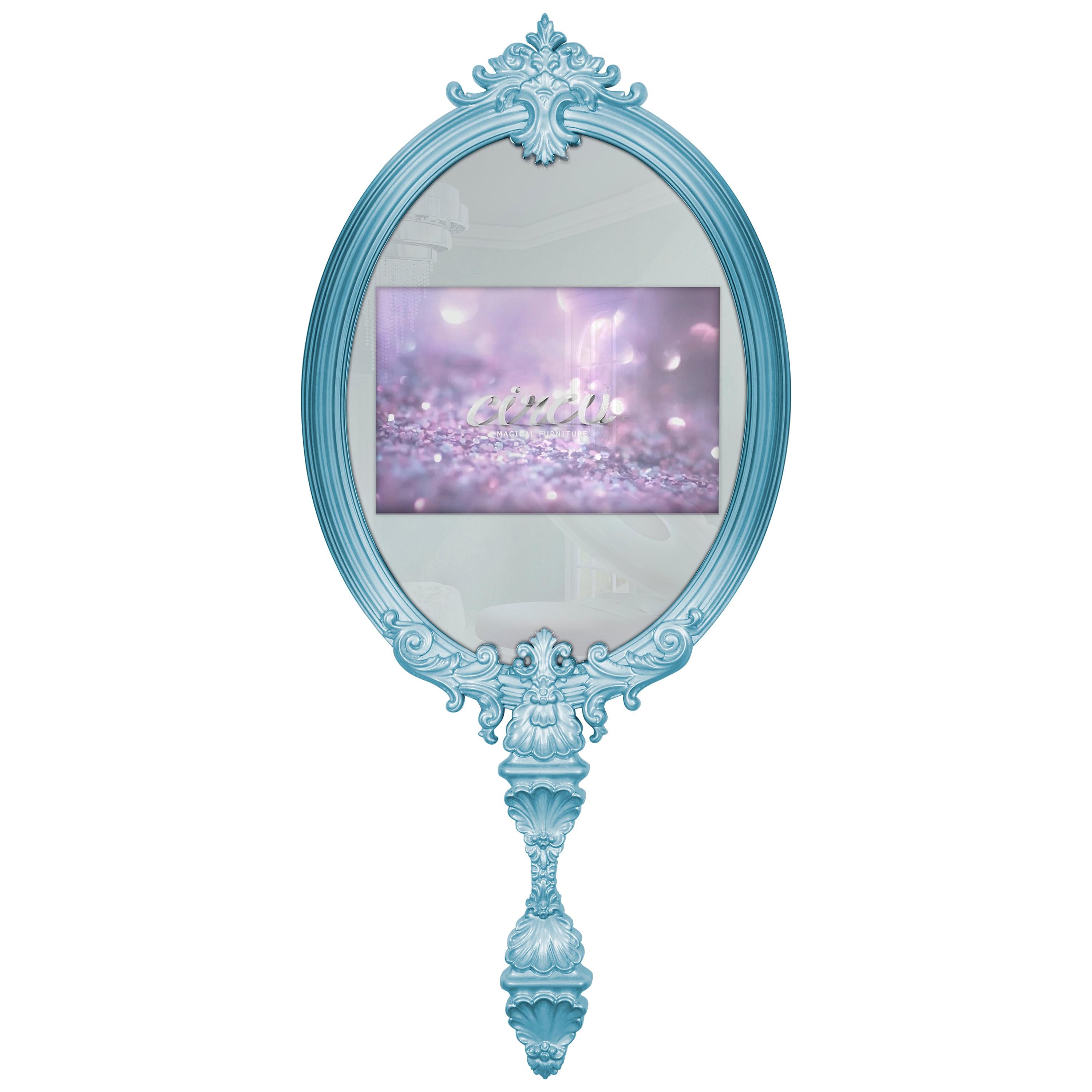 Magical Kids Wall Mirror in Blue featuring a TV by Circu Magical Furniture For Sale