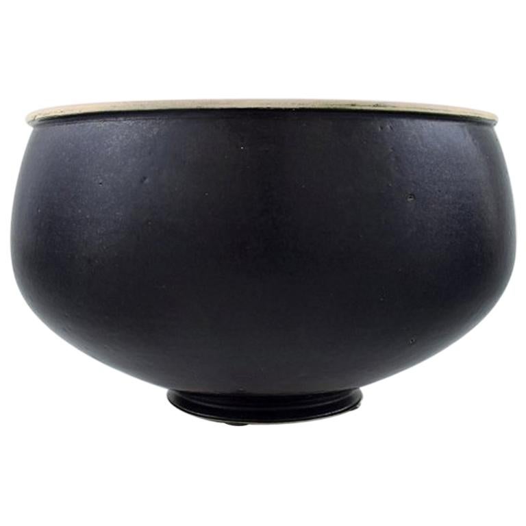 Unique Ceramic Bowl by Birthe Sahl, Halvrimmen, Denmark