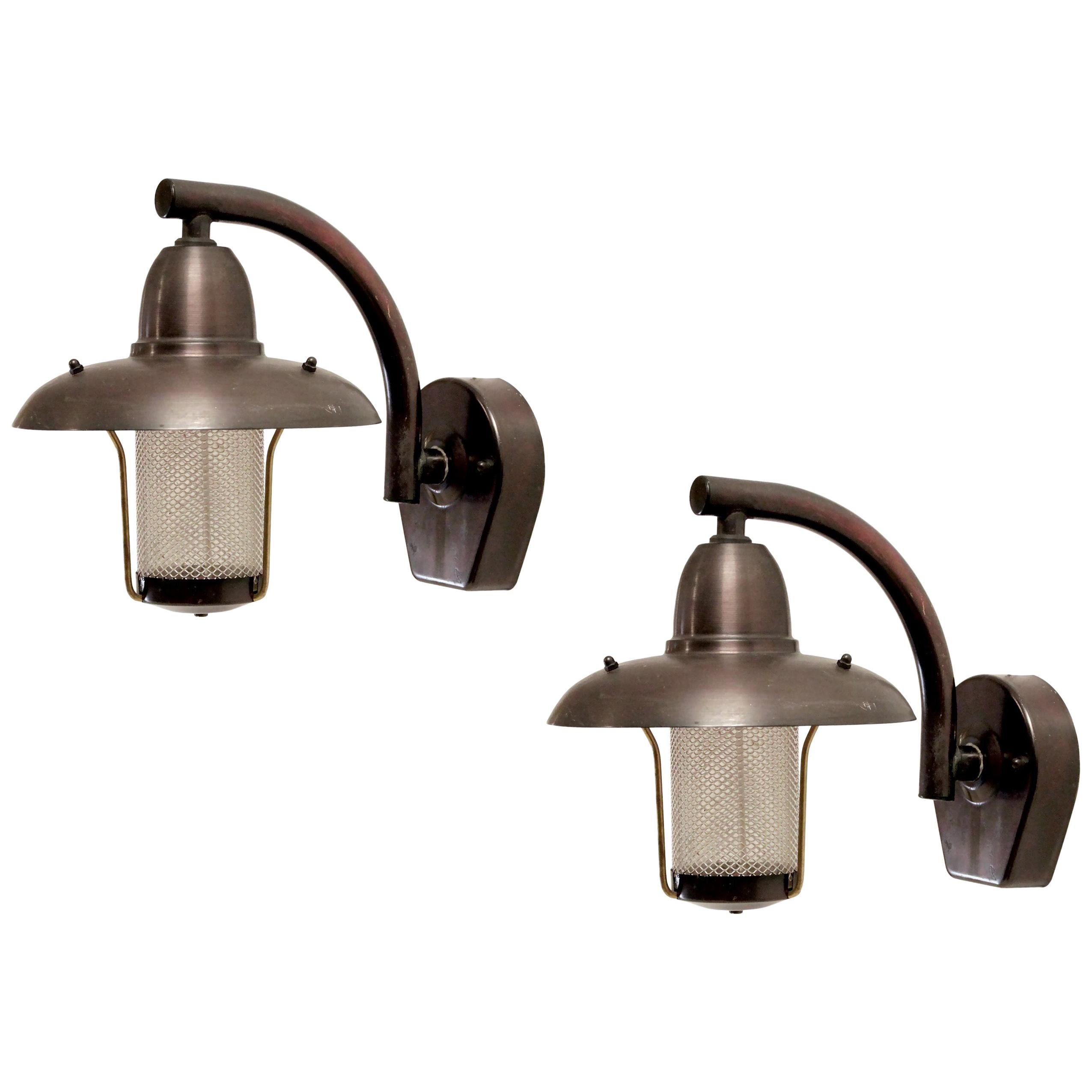 Pair of Outdoor Wall Lights in Copper by Westal, 1980s