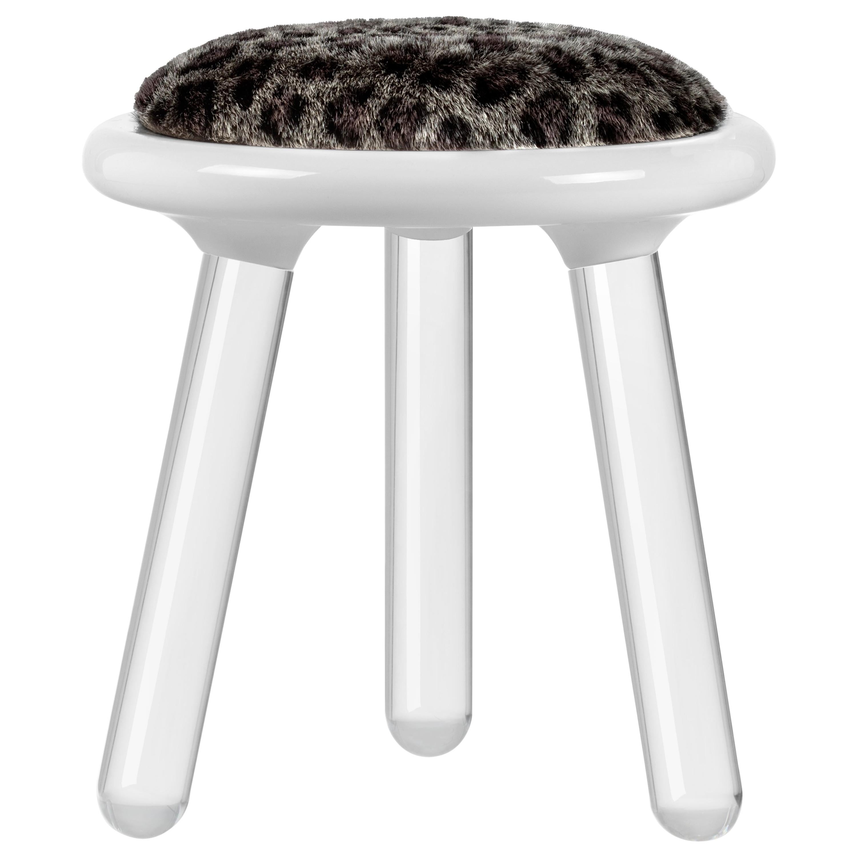 Illusion Leopard Kids Stool in Clear Acrylic Legs by Circu Magical Furniture