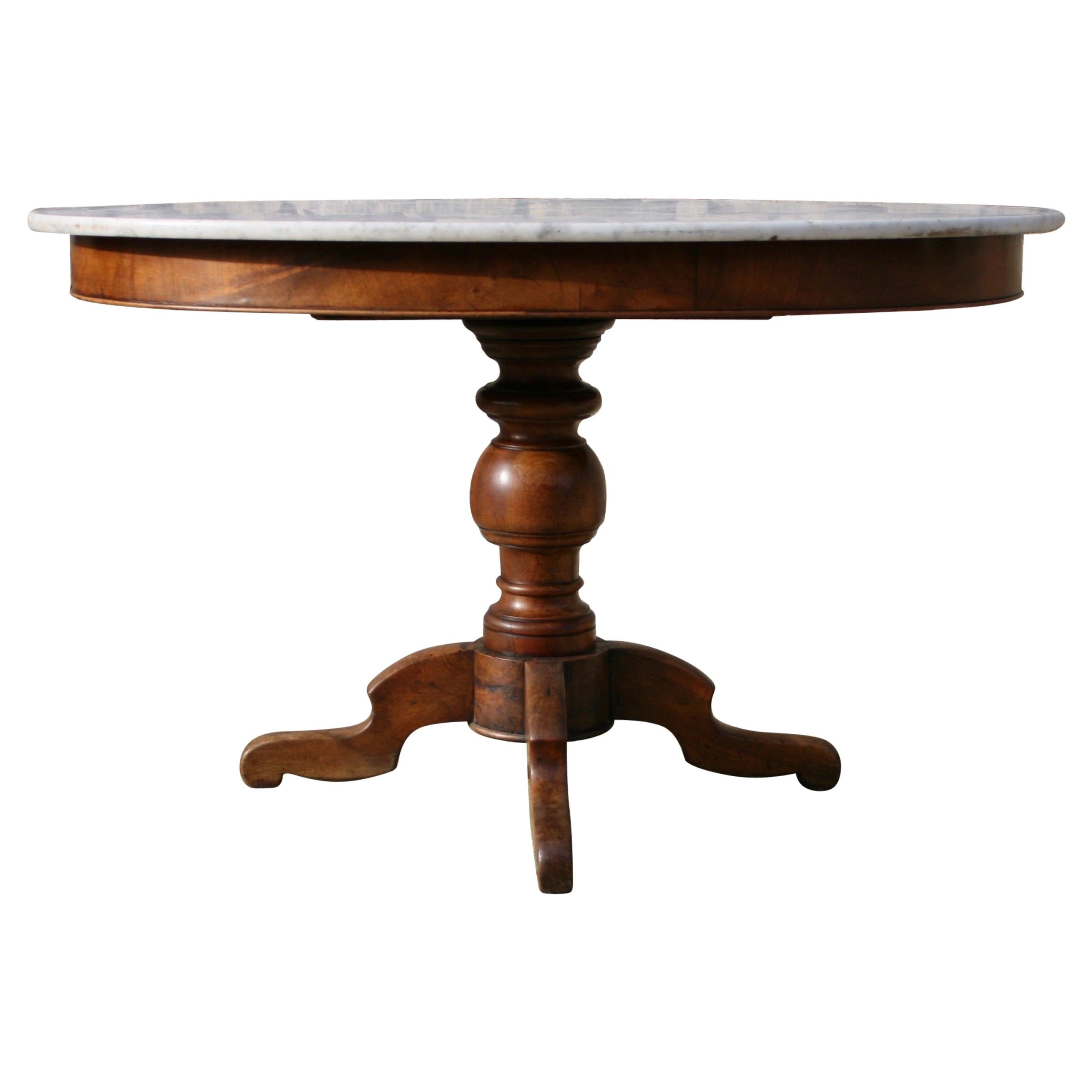 19th Century French Country Oval Marble Topped Occasional Table im Angebot