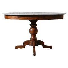 19th Century French Country Oval Marble Topped Occasional Table