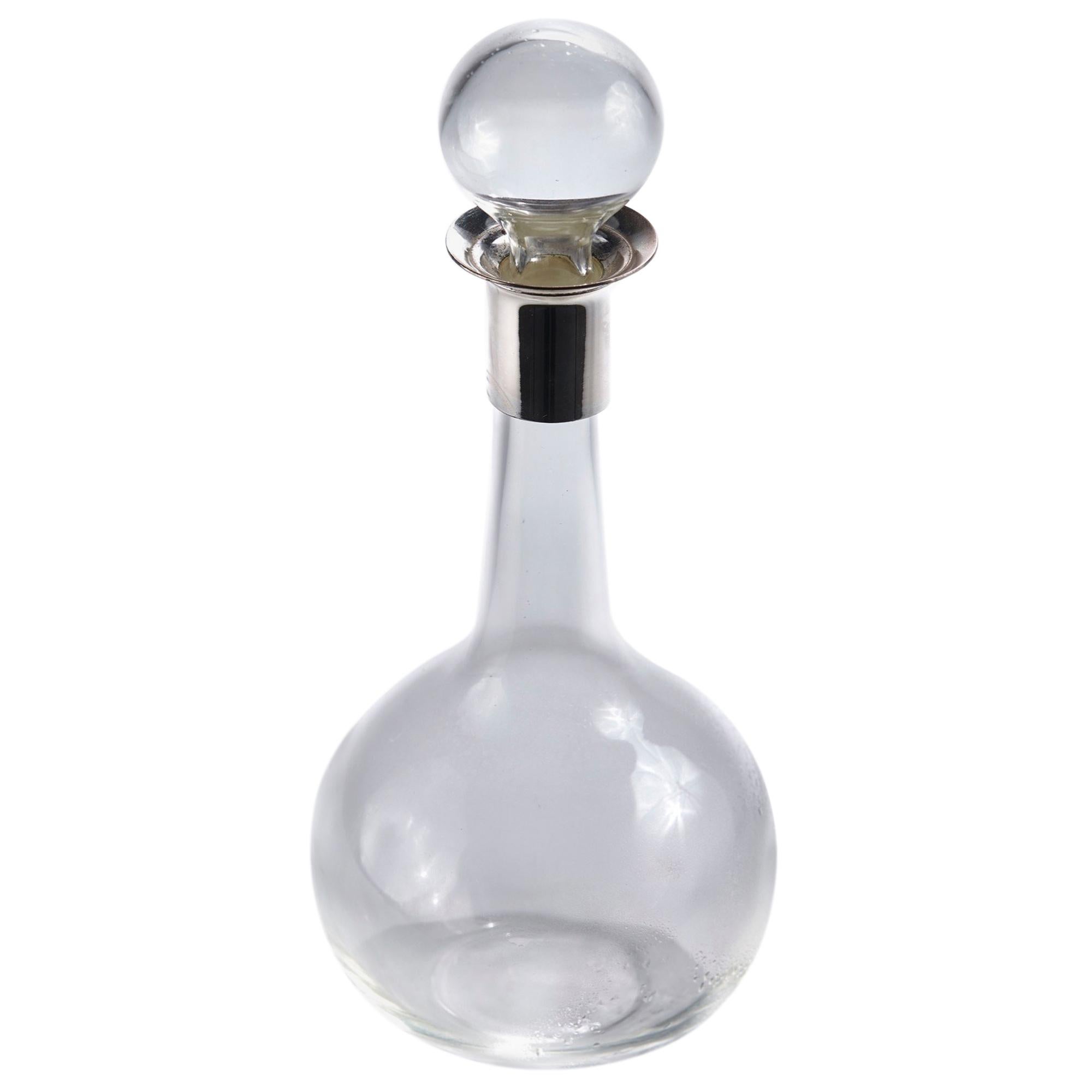 Art Deco Silver Plated Top Decanter For Sale