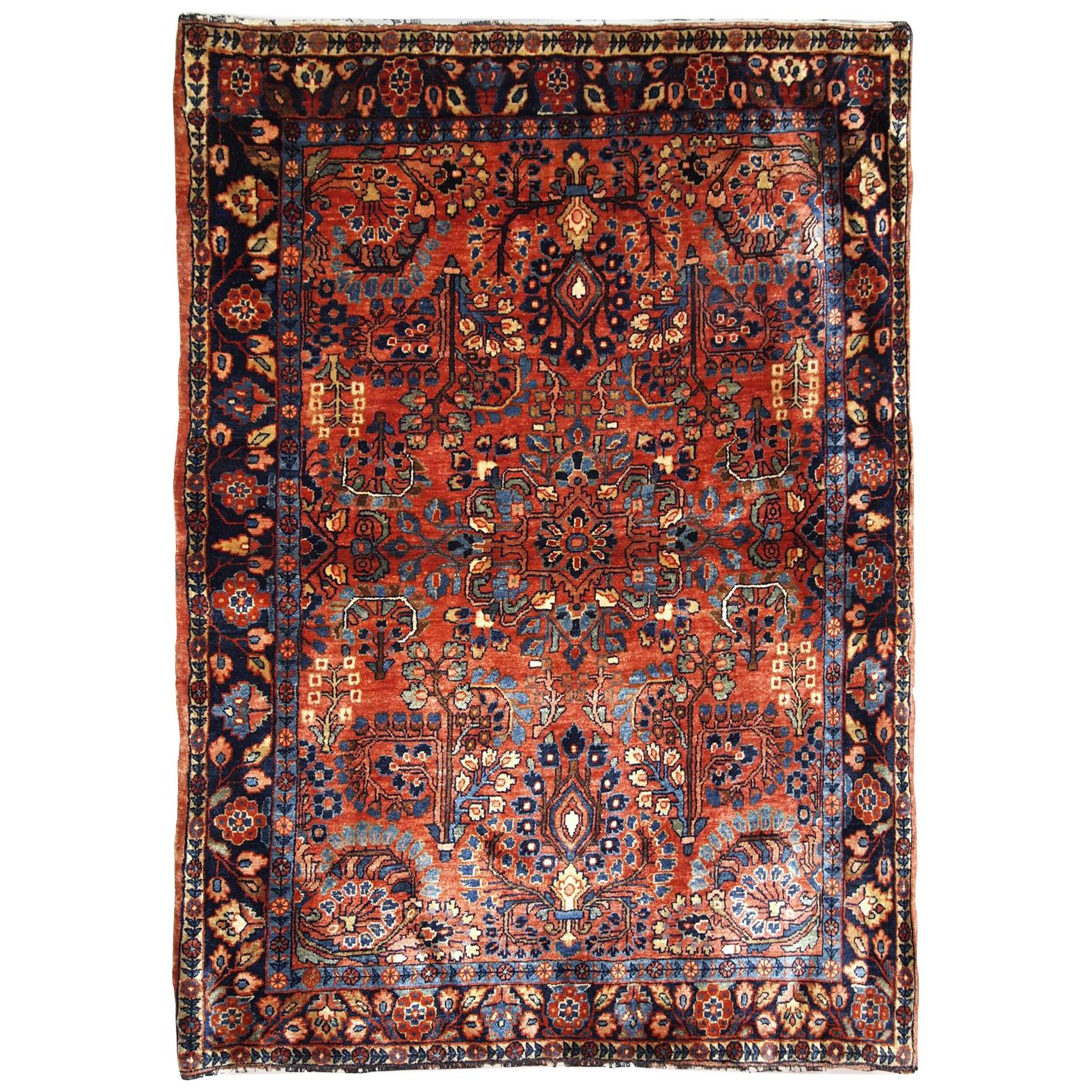 Handgefertigter antiker Teppich im Sarouk-Stil, 1920er Jahre, 1B697
