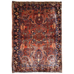 Handmade Antique Sarouk style rug, 1920s, 1B697