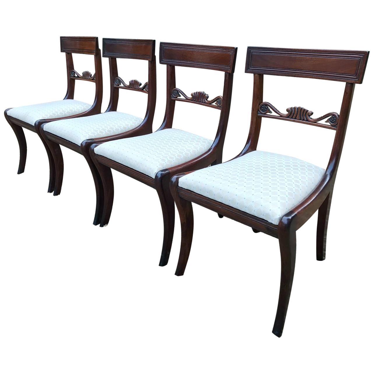 Set of Four English 19th Century Regency Mahogany Dining Chairs