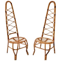 Set of Two Rattan and Bamboo Chairs on the French Riviera, 1960s