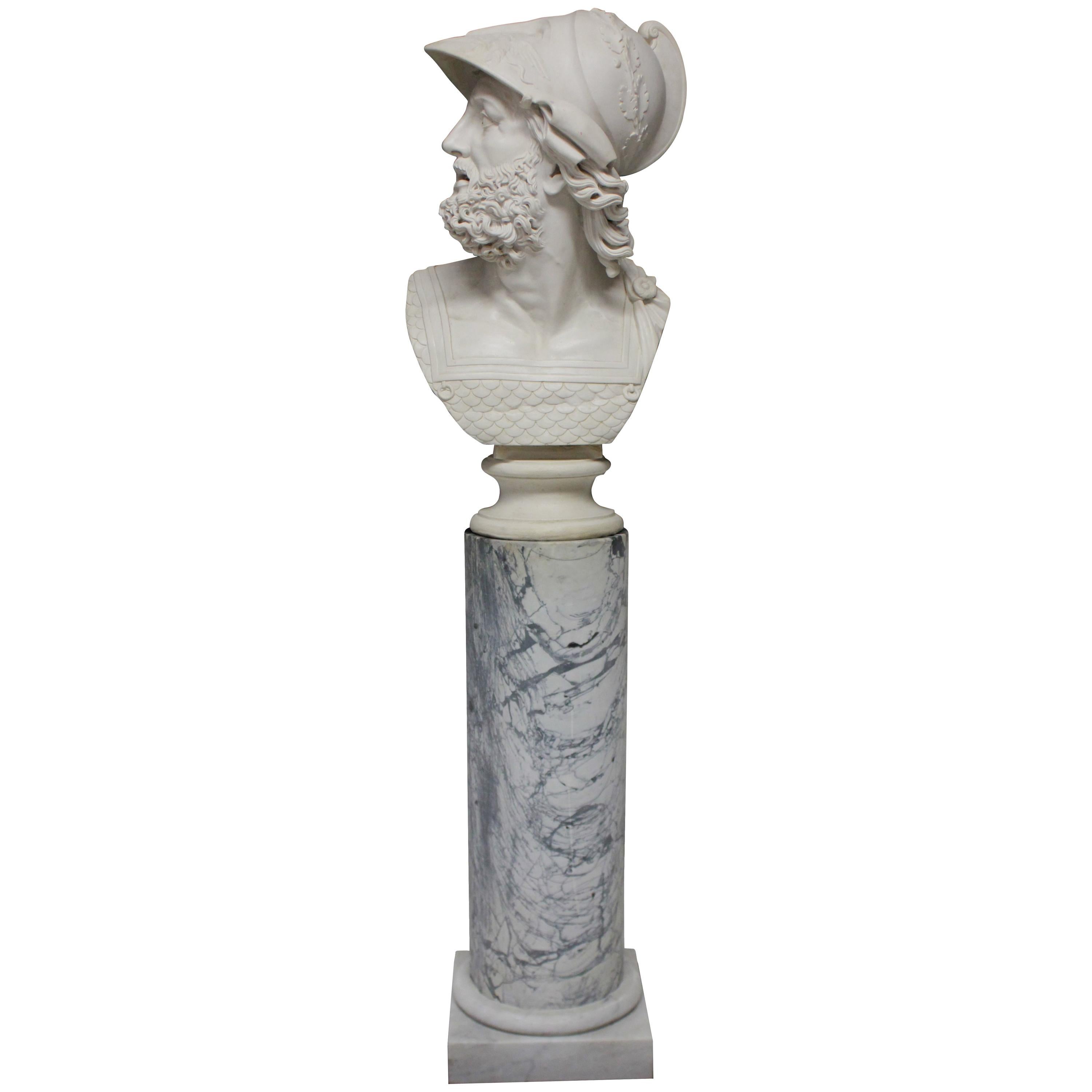 Bust of Ajax on Marble Pedestal