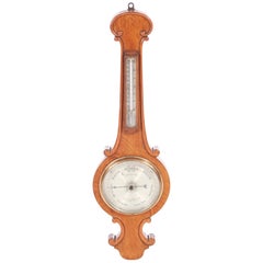 Antique Victorian Oak Banjo Barometer