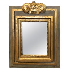 Small Glamorous Grey Celadon Green & Gilded Mirror