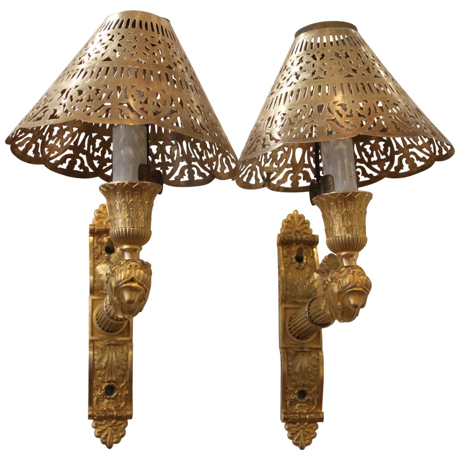 Pair of Wall Lamps, Restauration or Charles X Time