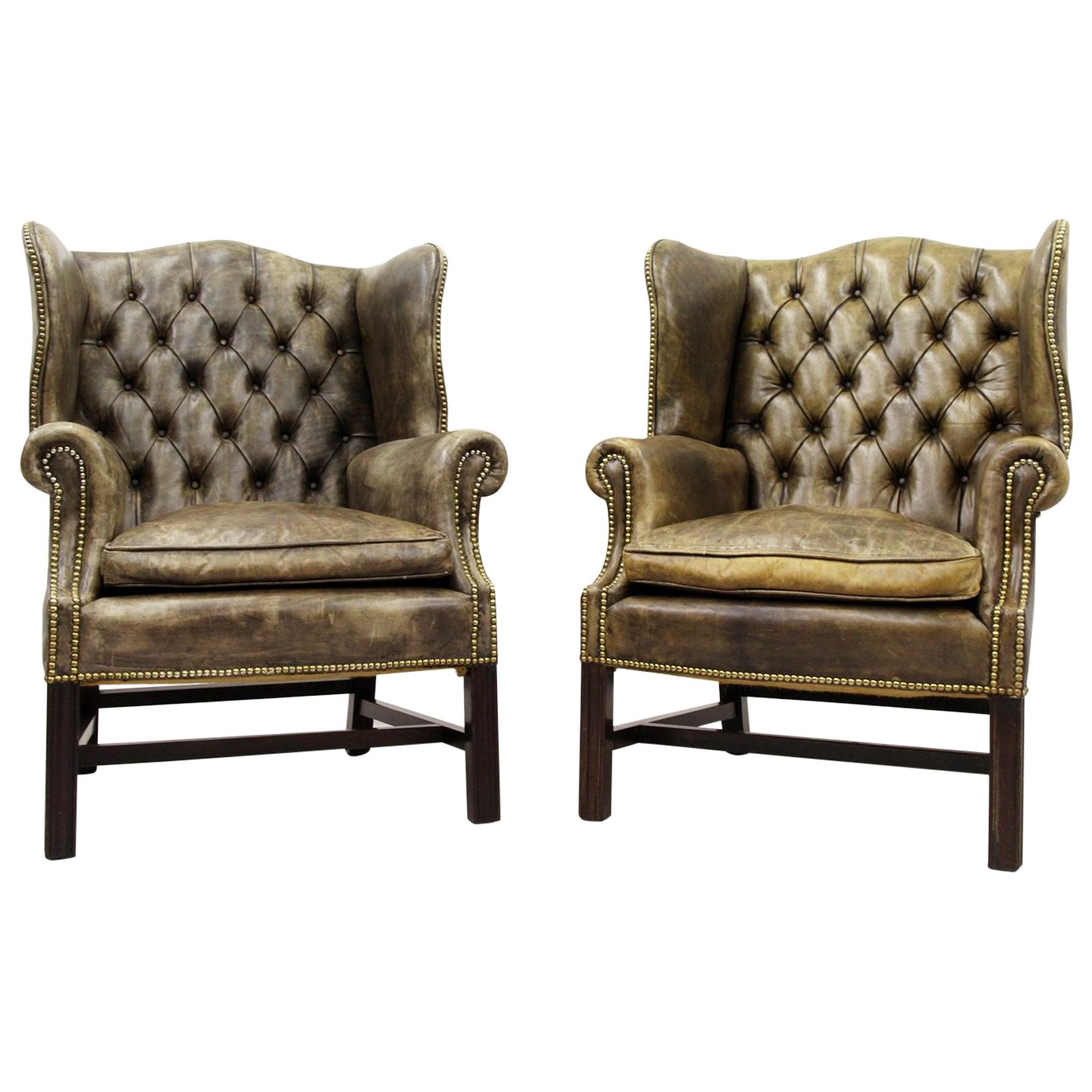 2 Chesterfield Armchair Armchair Wing Chair Antique Chair For Sale