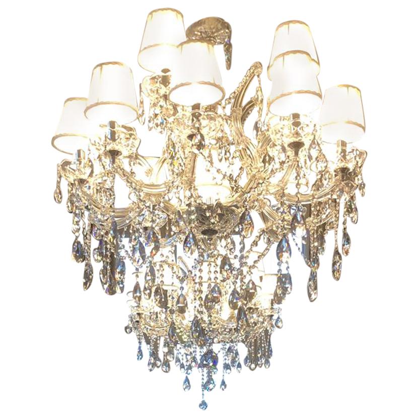 Classic Crystal Chandelier "Maria Theresia" with Swarovski Crystals & Lampshades For Sale