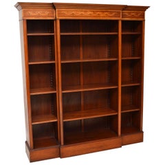  Vintage Inlaid Mahogany Breakfront Open Bookcase